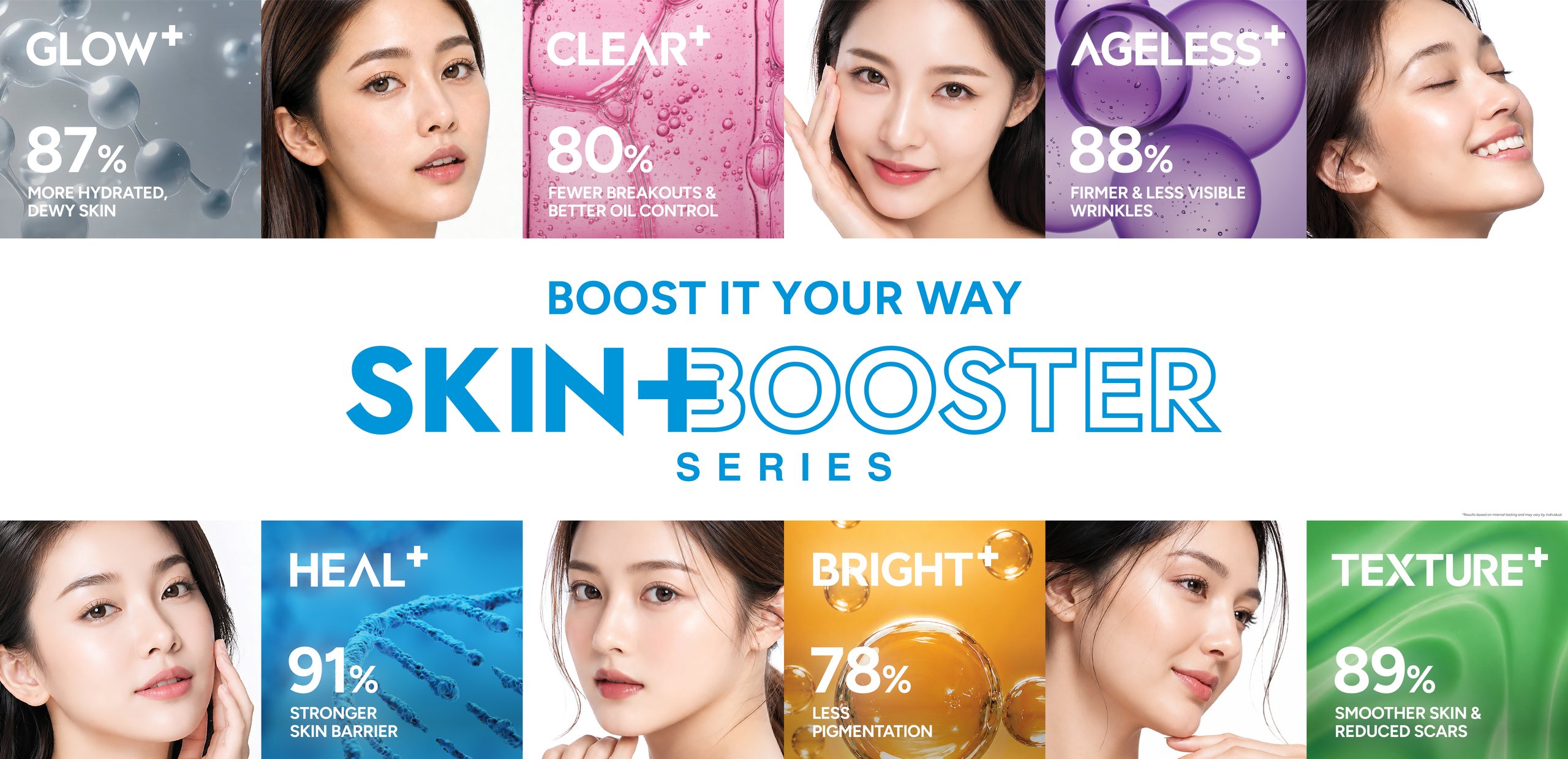 SKIN+ Booster Series — Glow+, Clear+, Ageless+, Heal+, Bright+ and Texture+